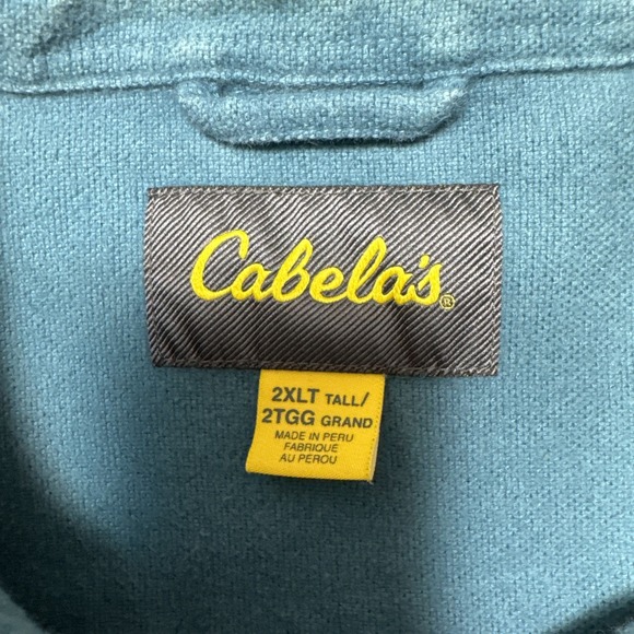 Cabela's Chamois Flannel Heavy Cotton Shirt Mens 2XLT Blue Hiking‎ Outdoor Soft - Picture 2 of 7